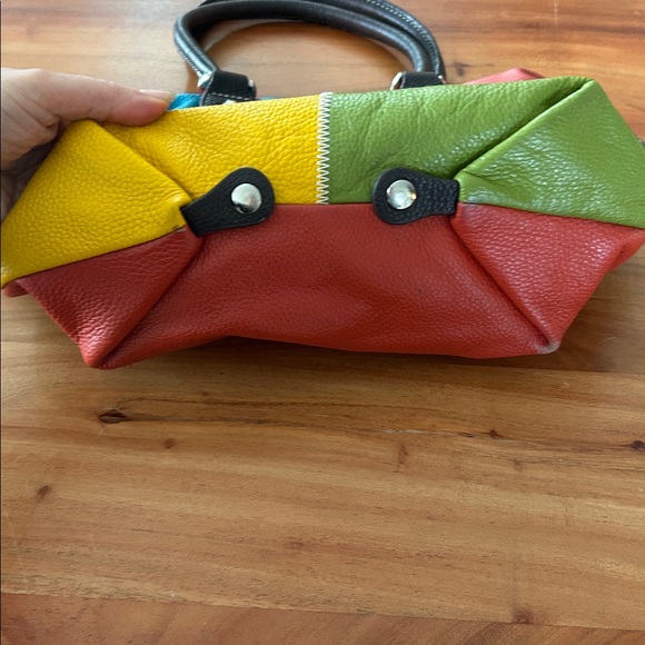 Multicolored Patchwork High Quality Pebbled Leather Purse - Picture 4 of 17